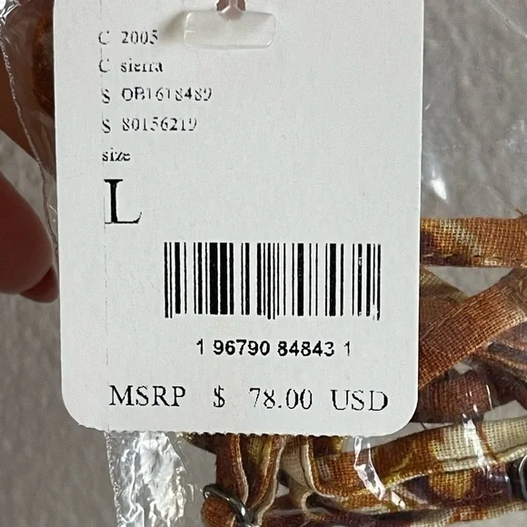 FREE PEOPLE Kendra Printed Tube Top Strapless Brown Neutrals Boho Sz Large 0658 - Picture 3 of 4